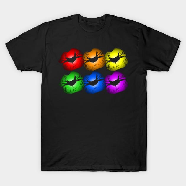 Rainbow Kissing Lips T-Shirt by wheedesign